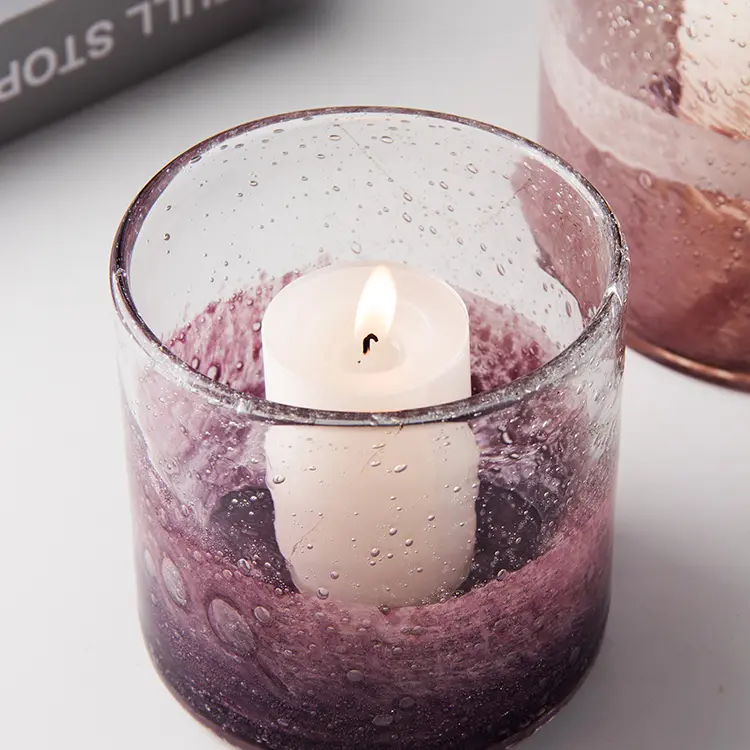 Home Decoration Long Term Use Recycling And Utilization Stick Cylinder Glass Tealight Candle Holder