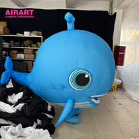 Costume de mascotte de baleine gonflable de dessin animé bleu, costume de poisson publicitaire gonflable de haute qualité pour l'activité