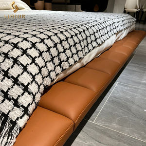 意大利设计织物皮革床架卧室柔软特大号床 - Product Image 4