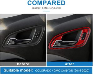Garniture intérieure d'autocollant de cadre de poignée de porte de voiture en Fiber de carbone pour Chevrolet Colorado GMC <span class=keywords><strong>Canyon</strong></span> 2015-2020 nouvelle modification créative - Product Image 4
