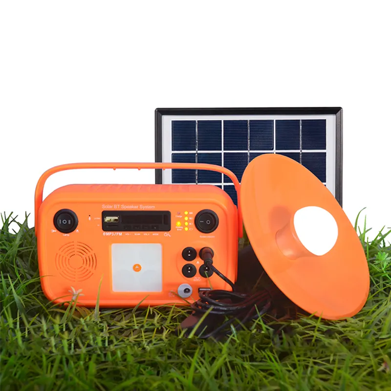 Lithium Ion Battery BT Speaker Solar Kit with 3W solar panel for Home Lighting and Power Backup