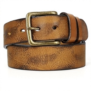 Cinturón Casual de Cuero Genuino, Hebilla Rectangular de Metal, Estilo Vintage, Resistente - Product Image 1