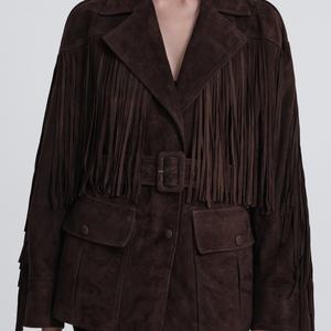 Chaqueta Bomber de Gamuza Vintage de Lujo Estilo Western Personalizada para Mujer, Abrigo Vaquero Marrón para Dama - Product Image 5