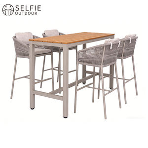 Conjunto moderno de mesa y sillas de bar para exteriores de ratán impermeable - Product Image 5