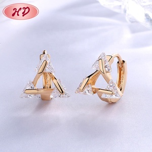 Small Dainty <strong>Tiny</strong> Thin Geometric Triangle Cz <strong>Hoops</strong> Minimalist Minimal Jewelry Gold Plated <strong>Hoops</strong> Huggie <strong>Hoop</strong> <strong>Earrings</strong> - Product Image 3