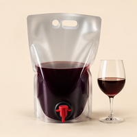 Pochettes souples verticales pour vin, emballage liquide, sacs en plastique de qualité alimentaire sans BPA, étanches, imprimés sur mesure pour le remplissage de vin
