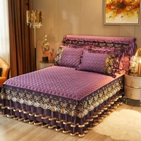 Parure de lit hiver européenne brodée de dentelle, draps et couvre-lit épais de haute qualité, ensemble 4 pièces