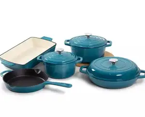 Customized Cast Iron Cookware By Set Dutch Oven Grill Pan Skillet and Roasting Dish Enamel Cookware Combination
