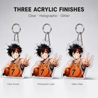 Porte-clés en acrylique Anime, acrylique transparent découpé sur mesure, chaîne à maillons, commande en gros, OEM ODM, impression couleur vive