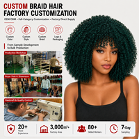 Perruque synthétique courte afro bouclée Sizhijin modèle 97 marron, avec frange, résistante à la chaleur, aspect naturel, pour femmes - Vente en gros usine