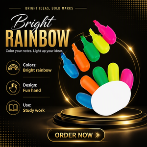 Spidol <span class=keywords><strong>Highlighter</strong></span> BKS 5 in 1 Warna-warni Pelangi dengan Logo Kustom Lucu untuk Anak-anak, Sekolah & Kantor - Product Image 1