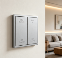 Interrupteur mural intelligent KNX à double pôle 2 gangs 4 commandes pour usage domestique
