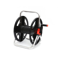Enrouleur de tuyau d'arrosage portable en plastique ABS et aluminium de 1/2 pouce, 20 m, pour jardin, avec chariot et système de rembobinage à ressort