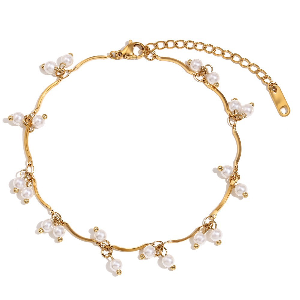 Joint tassel imitation perle pendentif cheville-or