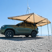 Auvent XL 270 degrés à double poteau avec LED intégrée, imperméable, multi-points, pour abri de camping automobile à enveloppement complet