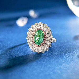 Bagues de fiançailles et de mariage en diamant paraiba de couleur Lab-Grown Oval Cut Gemstone pour femmes en argent 925 pour fête plaquée or certifiée - Product Image 2