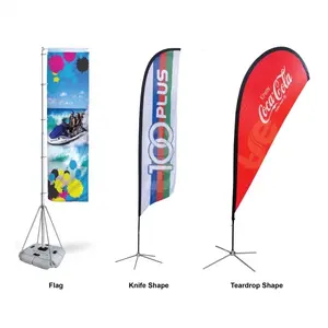 Banner volador al aire libre promoción personalizada impresa publicidad pluma lágrima bandera playa bandera con base