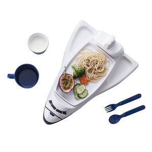 Assiette à dîner pour enfants en mélamine de forme spatiale originale, pour anniversaire d'enfant, assiette en forme de fusée - Product Image 2