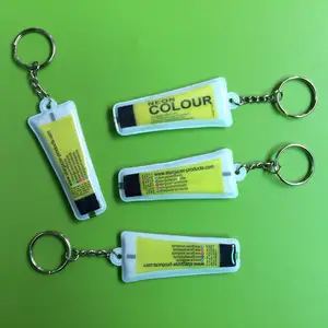 OEM lampu Led gantungan kunci senter tag kunci promo custom logo CMYK cetakan UV pvc Gantungan Kunci lampu led senter datar