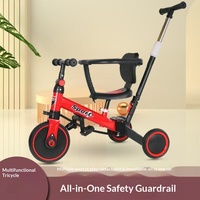 Tricycle multifonction 5-en-1 en métal pour enfants : poussette, vélo d'équilibre et chariot pour bébés de 4 à 6 ans