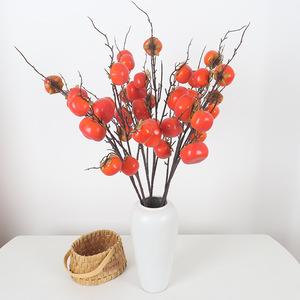 Branche de kaki artificielle Jessie, orange rougeâtre, 7 têtes, pour décoration maison et hôtel, plante fruitière simulée - Product Image 1