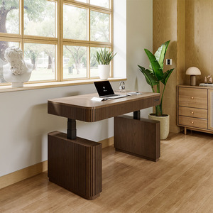 Bureau assis-debout ergonomique en <span class=keywords><strong>bois</strong></span> massif à hauteur réglable, double moteur, trois niveaux, prix usine - Product Image 1