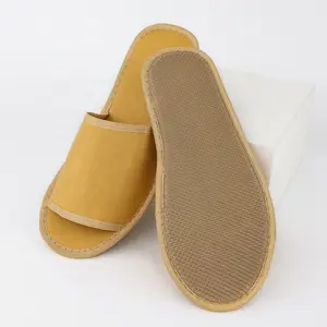 OEM Environment 30% Straw Starch Sole Washable Kraft Paper Upper Disposable Slippers Shoes For Hotels With Logo