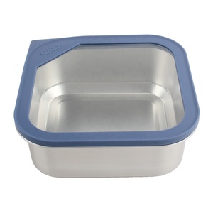 Boîte de conservation alimentaire en acier inoxydable, rectangulaire, taille M, couvercle hermétique en plastique, à un seul niveau, 1 compartiment, empilable, boîte à lunch - Product Image 1