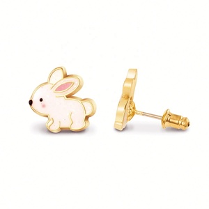 Bijoux pour enfants personnalisés, série d'animaux en émail, clous d'oreilles en acier inoxydable plaqué or, bijoux de mode pour filles, boucles d'oreilles pour enfants - Product Image 2