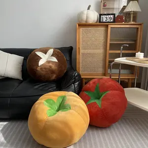 Travesseiro de cogumelo de simulação, travesseiro de cogumelo, tomate, kawaii, frutas, boneca recheada, brinquedos de pelúcia para criança, decoração de casa, sofá