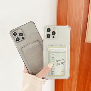 Chủ thẻ trong suốt khe cắm điện thoại trường hợp đối với iPhone 11 12 13 14 trường hợp Pro XS Max XR trường hợp bìa mềm Silicone Ví - Product Image 4