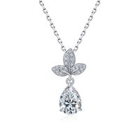 Collier en argent S925 avec moissanite, style forêt, en forme de feuille, goutte d'eau, chaîne de clavicule haut de gamme, luxe léger