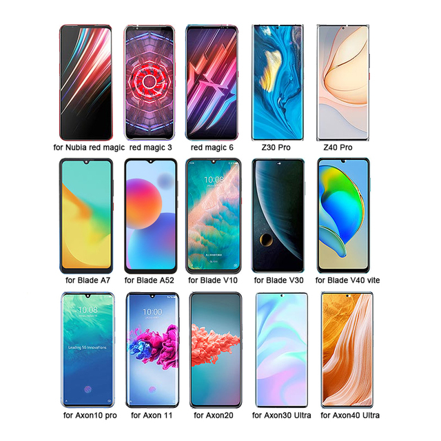 Mobile Phone Lcds for zte Axon 10 11 20 30 ultra Screen for Nobia Red Magic 3s 5 6 7 Pro for Blade V10 V20 V30 V40 Vite Display