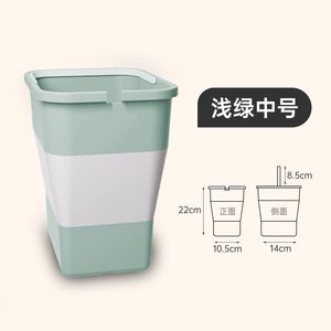 ถังขยะพับได้ในรถยนต์แบบพกพา สีเขียวอ่อน ขนาดกลาง ความจุ 4 ลิตร พร้อมฝาปิด สำหรับใช้ในบ้าน หอพัก โต๊ะทำงาน - Product Image 1