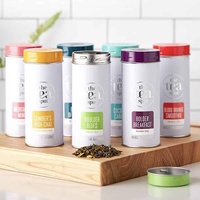 Boîte à thé haute et mince de qualité supérieure, étanche à l'air, avec double couvercle à visser, en fer blanc alimentaire, pour thé, café et boissons