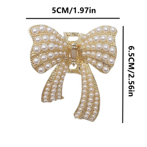 Bowknot Pearl Accesorios para el <span class=keywords><strong>cabello</strong></span> Horquilla elegante Clip de agarre que combina con todo Chica Larga Rhinestone Bowknot Horquilla para el <span class=keywords><strong>cabello</strong></span> - Product Image 5
