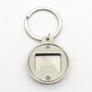 <b>Custom</b> Blank Metal Bottle Opener <b>Keychain</b> Beer Cap Shaped Silver Key Ring Printing Sticker Logo Metal Key Holder - Product Image 1