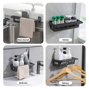 رف مطبخ قائم من الألومنيوم الفضائي المقوى مع فتحة تصريف للمناشف والنفايات - Product Image 6