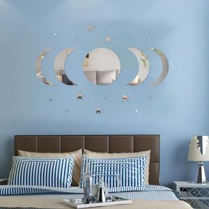 20 Piezas de Adhesivos Decorativos de Pared con Espejo Acrílico en Forma de Luna, Estrella y Sol, Espejos Autoadhesivos Creativos - Product Image 6