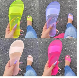 Hot Bán 2024 Trong Suốt Màu Xanh Lá Cây Màu Hồng Thạch Màu Đen Dép Thiết Kế <span class=keywords><strong>Flip</strong></span> Flops Thạch Giày Mù<span class=keywords><strong>a</strong></span> Hè Dép Cho Phụ Nữ Ngoài Trời - Product Image 3