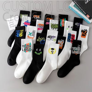 थोक निर्माता ने उच्च गुणवत्ता वाले कस्टम जैक्वार्ड कढ़ाई लोगो लुभावनी कपास खेल मोजे - Product Image 1