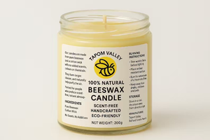 Velas de Pilar de Cera de Abeja Ecológica y Aceite de Coco Tapom Valley, 200g, Hechas a Mano, Decoración para el Hogar, Artículos para Fiestas - Product Image 5