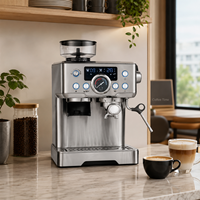 Máquina de Café Espresso Todo en Uno con Molinillo Integrado, Manómetro y Pantalla Digital, Personalización OEM/ODM, Suministro de Fábrica