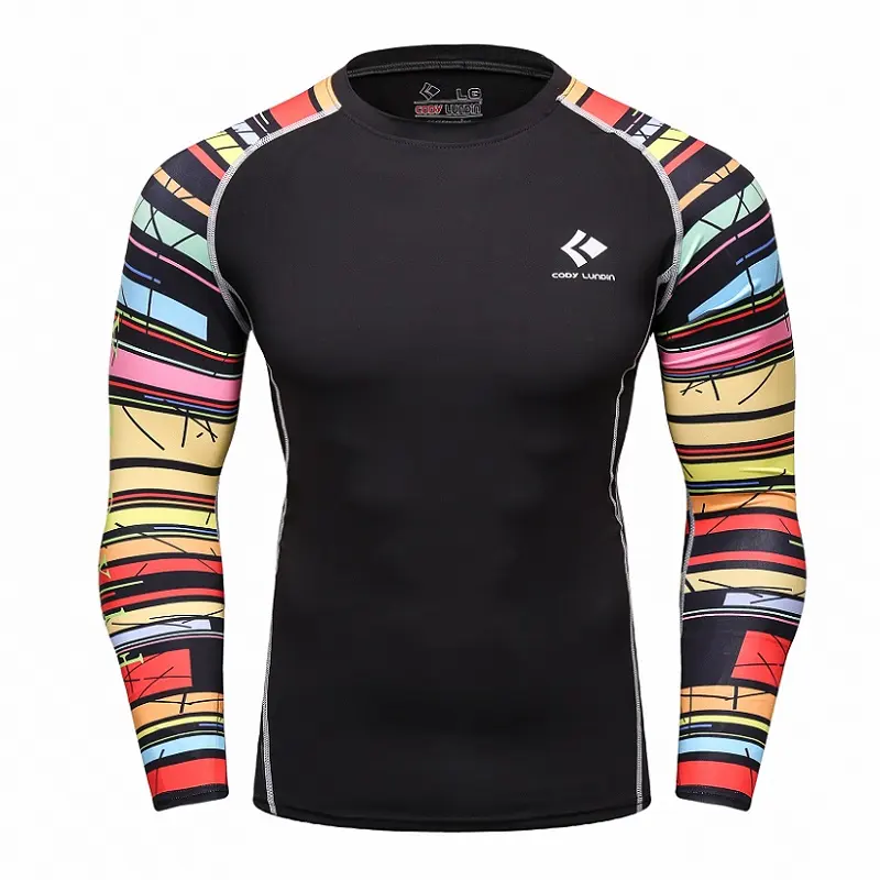 Cody Lundin Sublimation Rashguards Long Sleeve Kick Boxing Jersey Custom Tattoo Men's Gym Compression Sport T-shirts