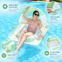 Chaise Flottante Gonflable pour Piscine avec Auvent Amovible, Chaise Flottante en PVC Épais pour Hommes et Femmes