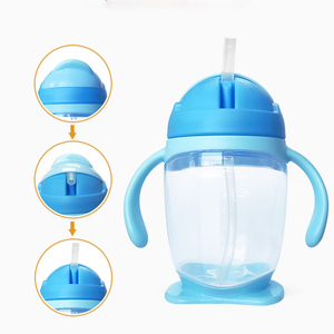 Haute qualité 300ml Tritan clair eau formation bouteille bébé paille tasse avec poignée Silicone matériel pour 0-12 <span class=keywords><strong>mois</strong></span> - Product Image 1