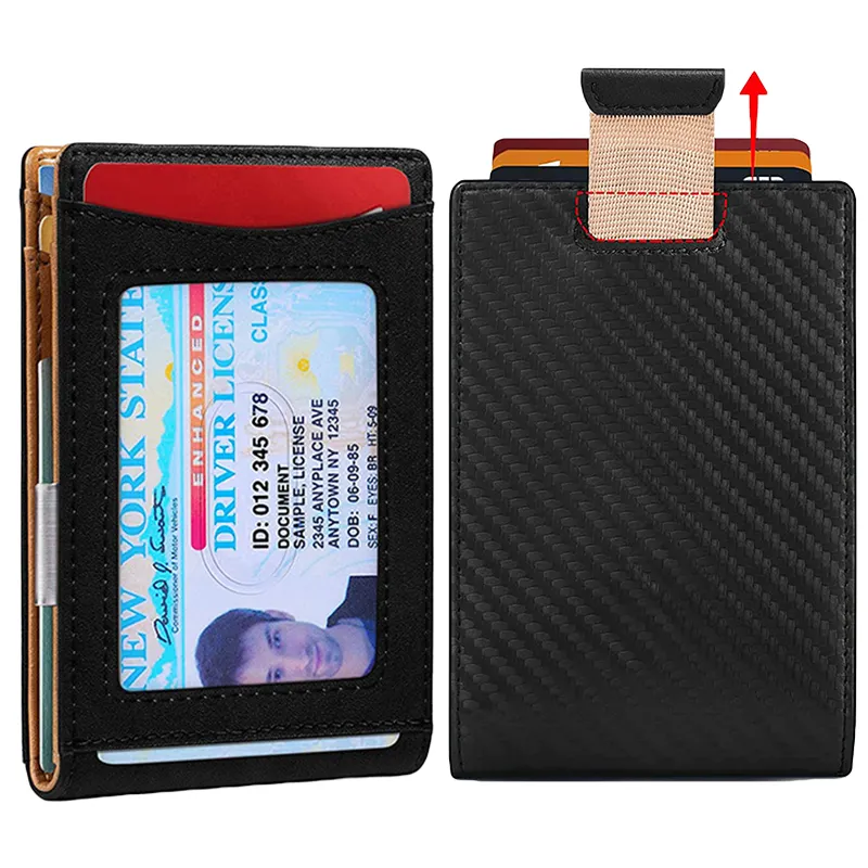 Dompet Kulit Napa Magnetik Asli, Dompet Klip Uang Minimalis Ramping dengan Magnet Bumi Langka Kuat Plus Pemblokiran RFID