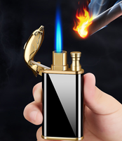 KY 2024 nouveau extérieur coupe-vent métal bleu flamme Portable torche Jet briquet Cigarette luxe briquet gaz