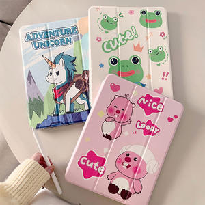 Nouvelle couverture de support à trois volets intégrée rotative avec réveil/sommeil automatique convient aux étuis pour tablette de dessin animé peint <span class=keywords><strong>iPad</strong></span> 9.7 pouces X3C - Product Image 1