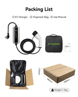 BOULT Nouveau chargeur EV portable 7kW 32A IP54 avec lumière LED, câble de 5m, connecteurs de type 2, homologué CE, garantie de 12 mois pour la maison